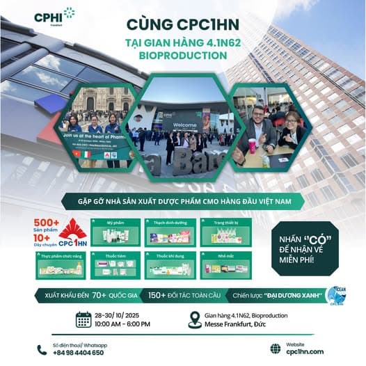 [COMING SOON] DẤU ẤN TIÊN PHONG CPC1 HÀ NỘI – ĐẠI DIỆN VIỆT NAM DUY NHẤT TẠI TRIỂN LÃM DƯỢC PHẨM LỚN NHẤT THẾ GIỚI 2025